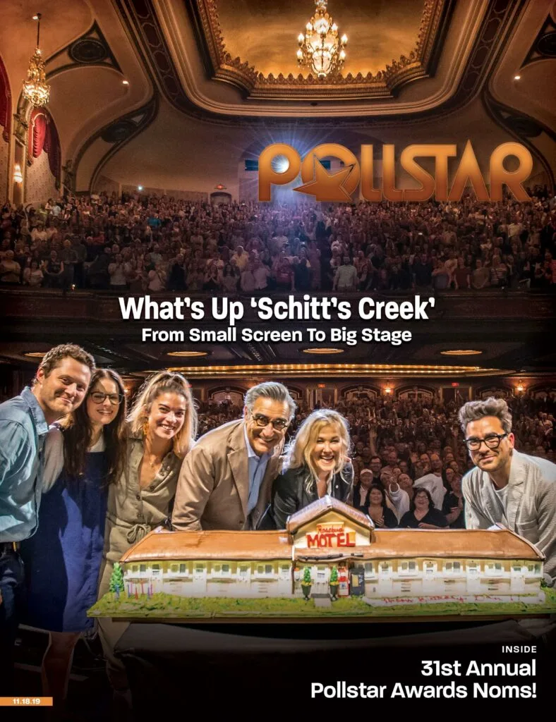 The Schitt's Creek cast on a Pollstar cover about the live tour.