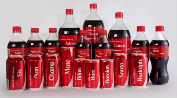 Official Coca-Cola photograph of the original named packs.