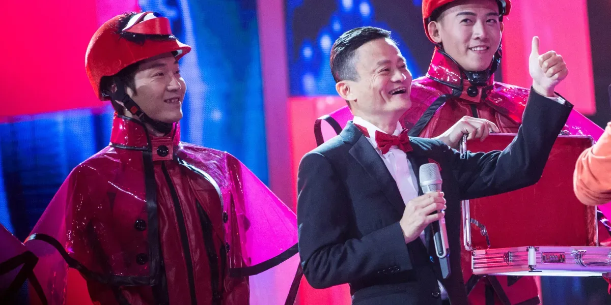 Jack Ma on stage at the 2015 Tmall 11.11 gala