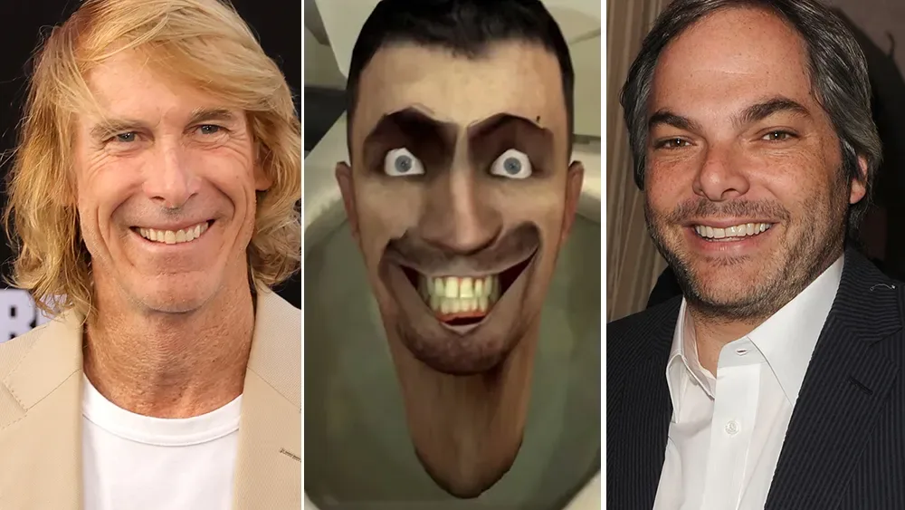 Variety image pairing Michael Bay with the Skibidi Toilet character