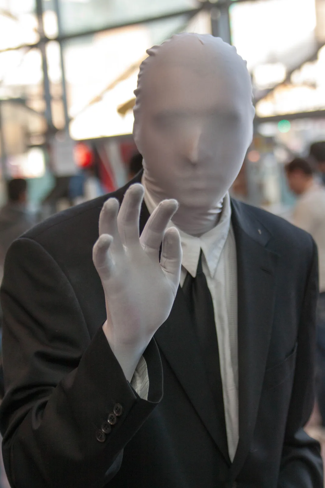 Slender Man cosplay photographed at New York Comic Con on October 12, 2012; CC BY-SA 2.0.