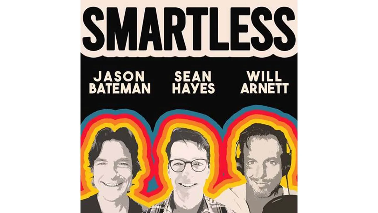SmartLess cover art: Jason Bateman, Sean Hayes and Will Arnett