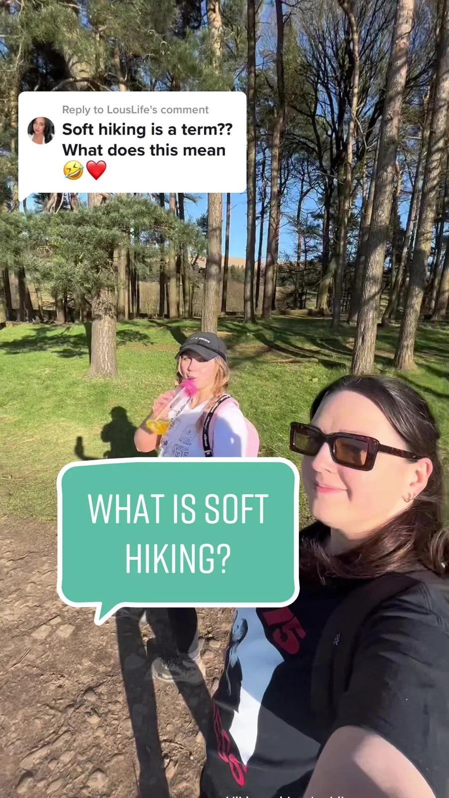 Replying to @LousLife good question! we kind of coined the term ourselves. heres what it’s all about 🤎 #girlswhohike #hikinguk #hiketok #bestfriends #softhiking #softgirlswhohike #softlife
