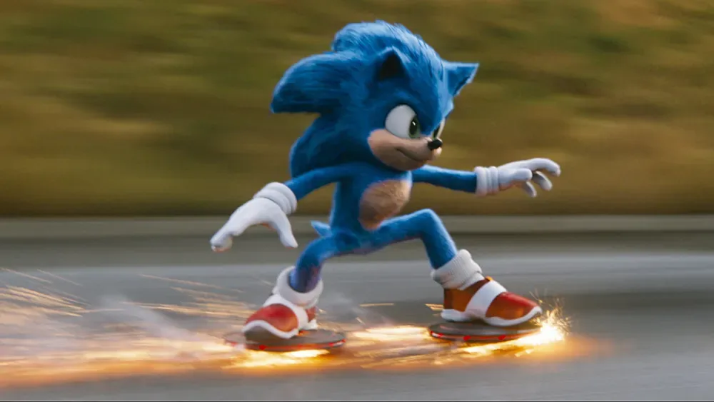 Sonic (Ben Schwartz) in SONIC THE HEDGEHOG from Paramount Pictures and Sega. Photo Credit: Courtesy Paramount Pictures and Sega of America.