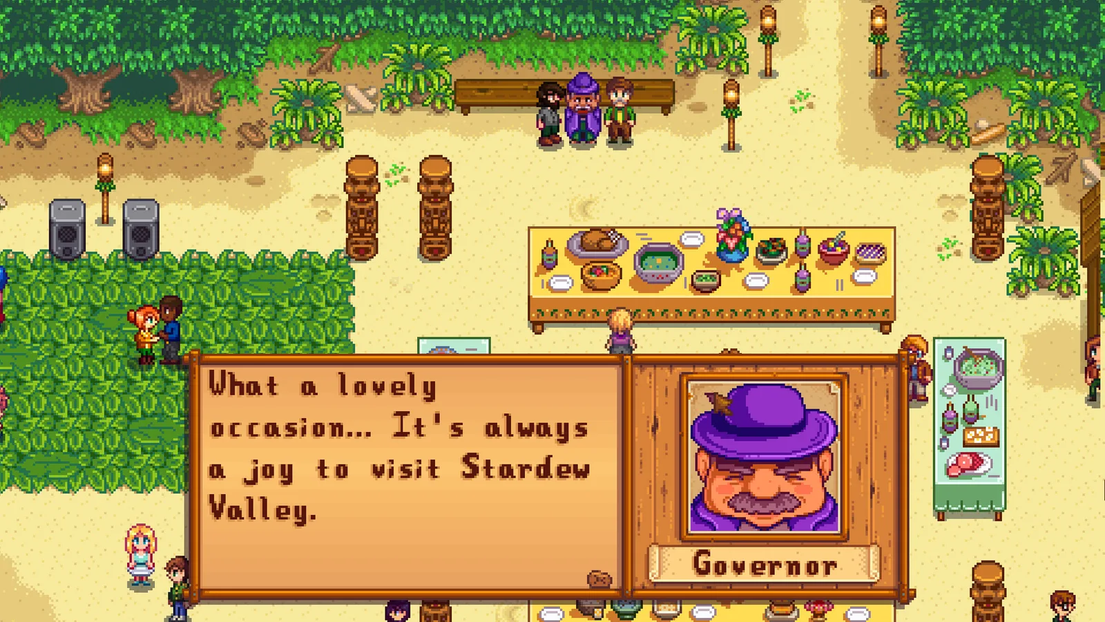 Official gameplay screenshot of a town festival