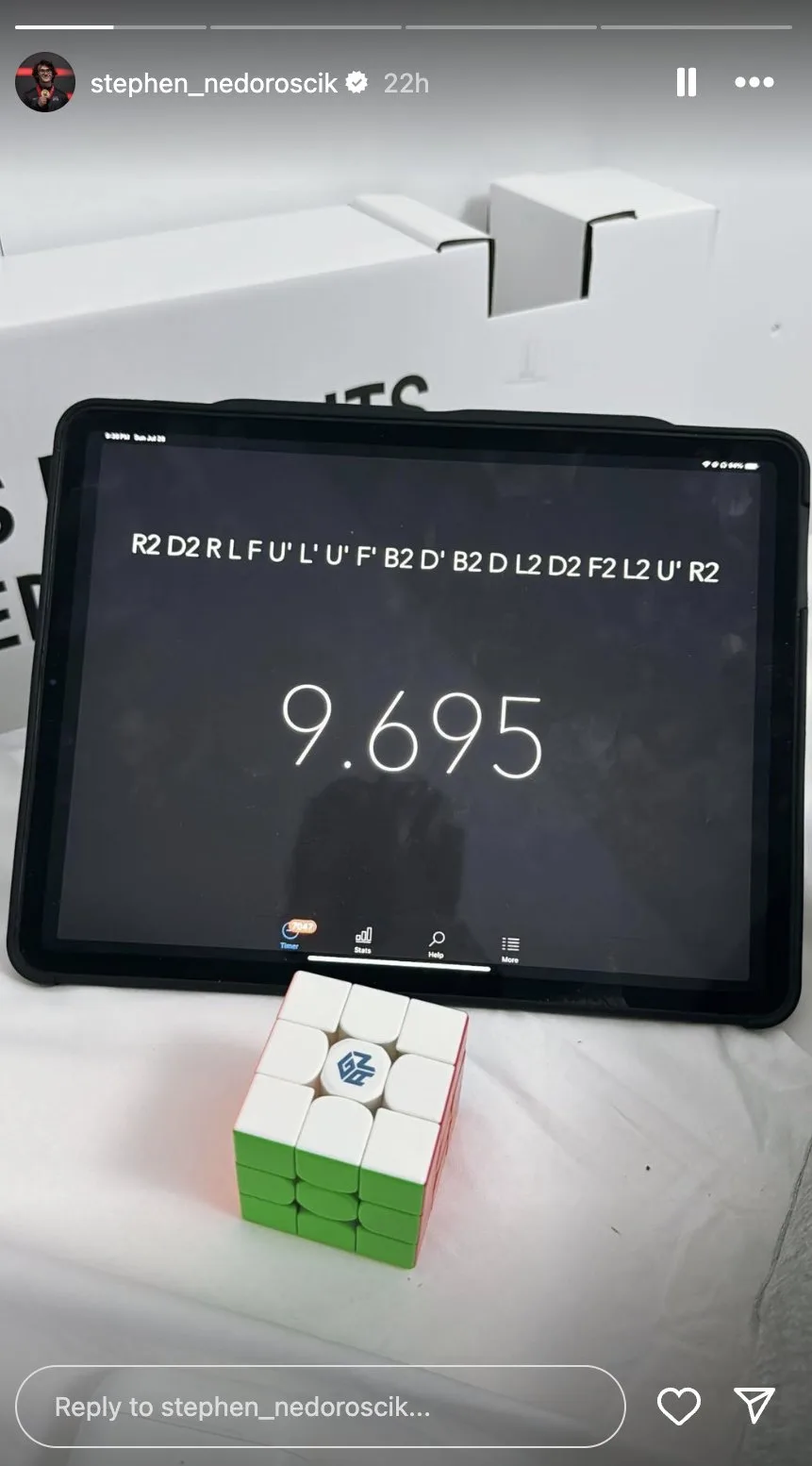 Nedoroscik's Rubik's Cube solve time
