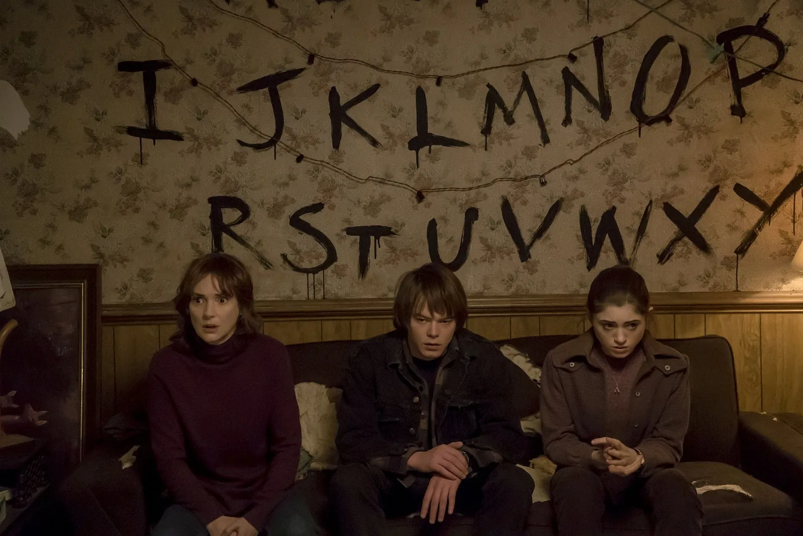 The alphabet wall of Christmas lights from season 1.