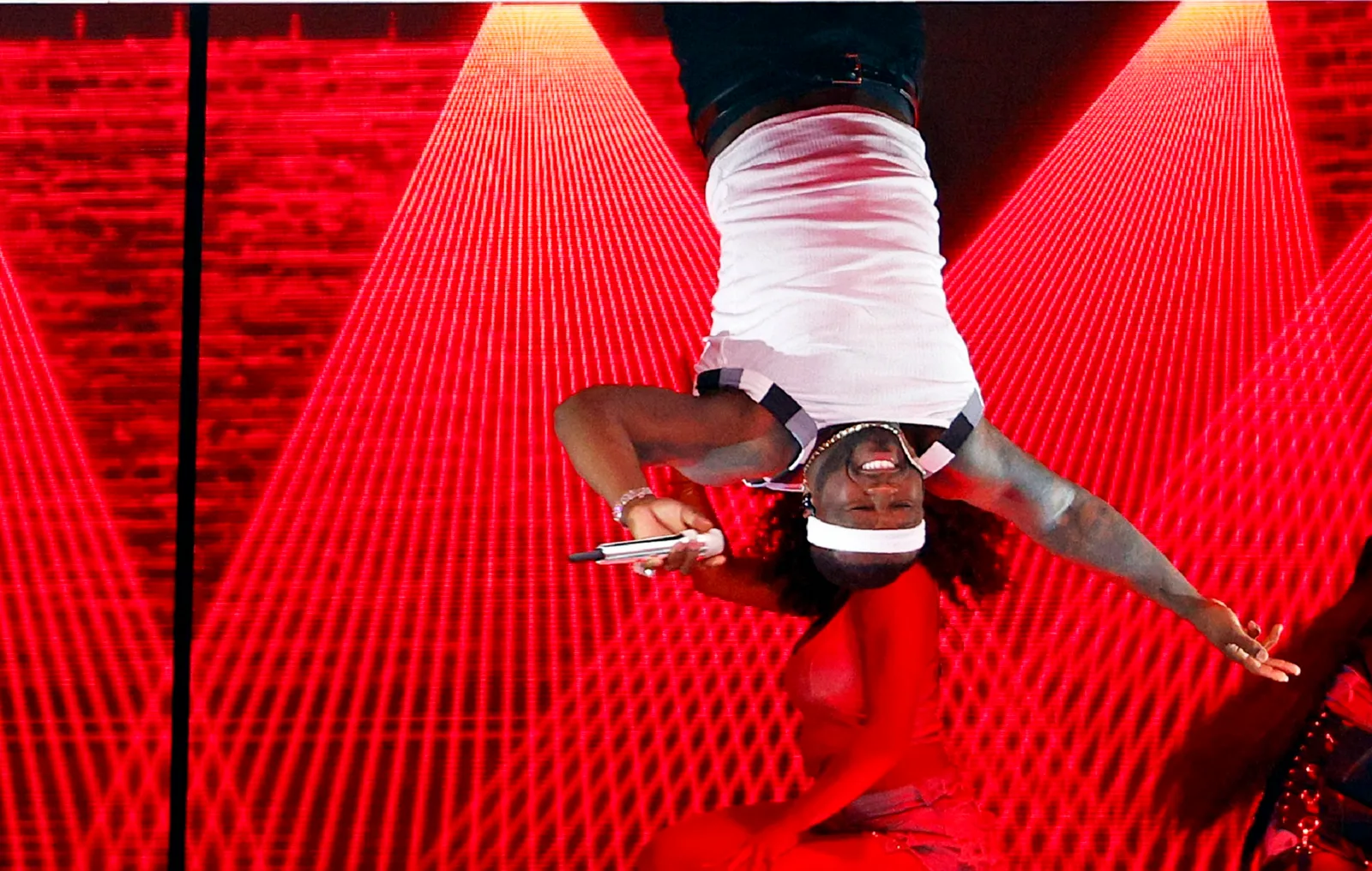 50 Cent during his Super Bowl Halftime Show performance