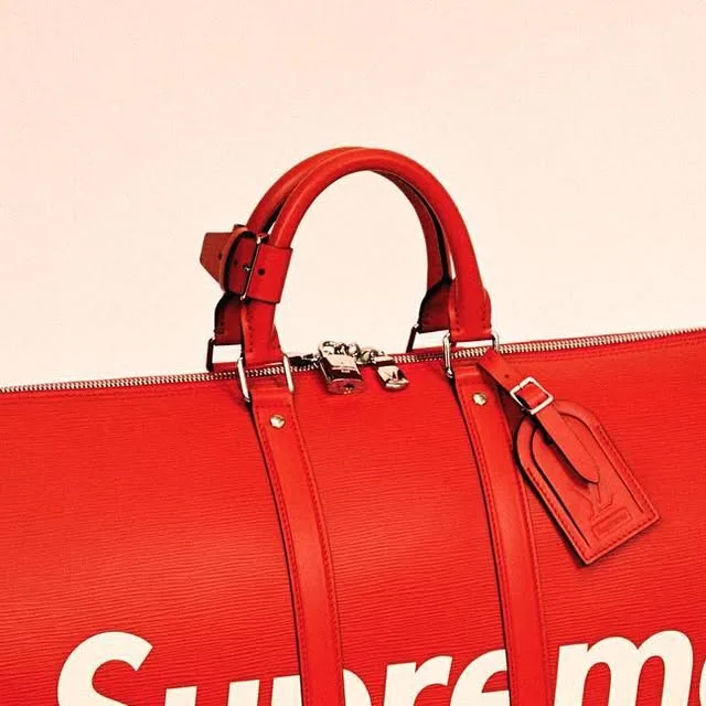 Louis Vuitton on Instagram: "#LVxSupreme A piece from the #LouisVuitton Men’s Fall-Winter 2017 Fashion Show by @MrKimJones. Watch the show now at louisvuitton.com. #LVMenFW17 Photo by @HarleyWeir"