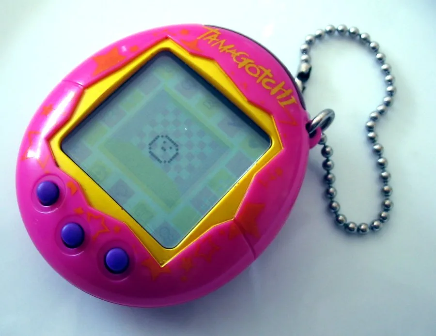 An original Tamagotchi on its key chain