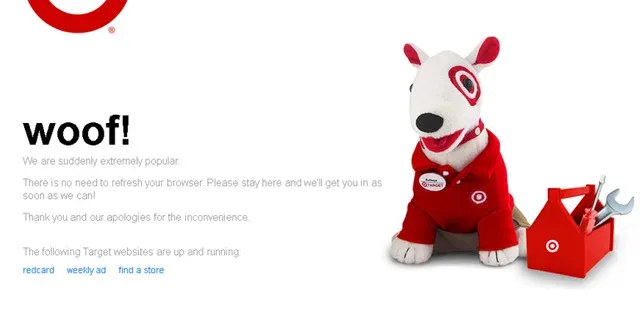 Target.com's woof! error page during the Missoni launch crash