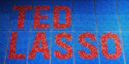 Ted Lasso poster spelled out in stadium seats