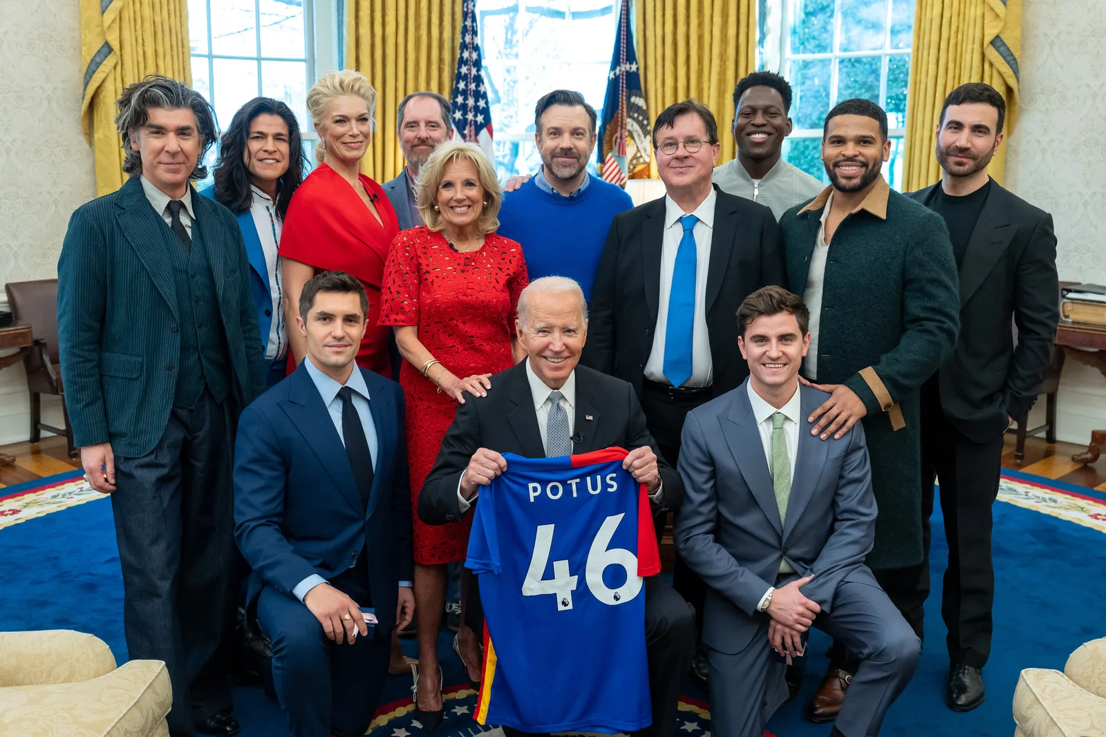 The cast met Joe and Jill Biden in the Oval Office on March 20, 2023; public-domain White House photo.