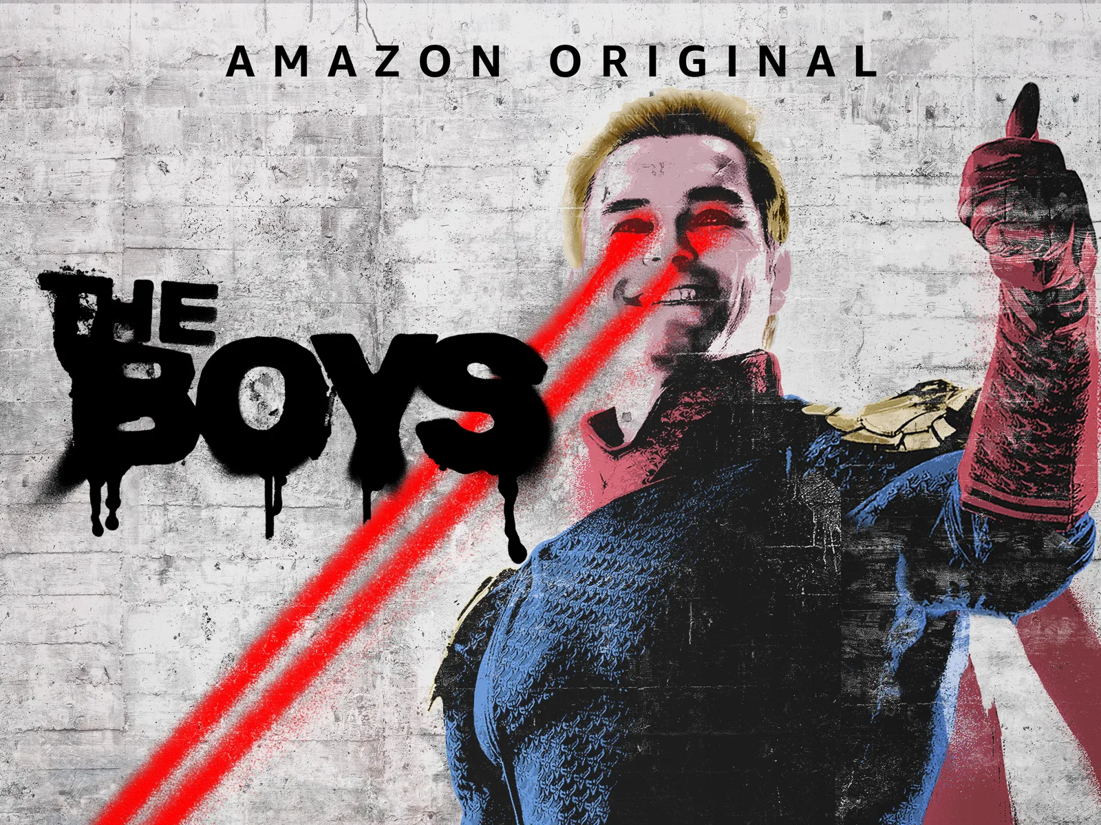 The Boys key art: Homelander firing his laser eyes.