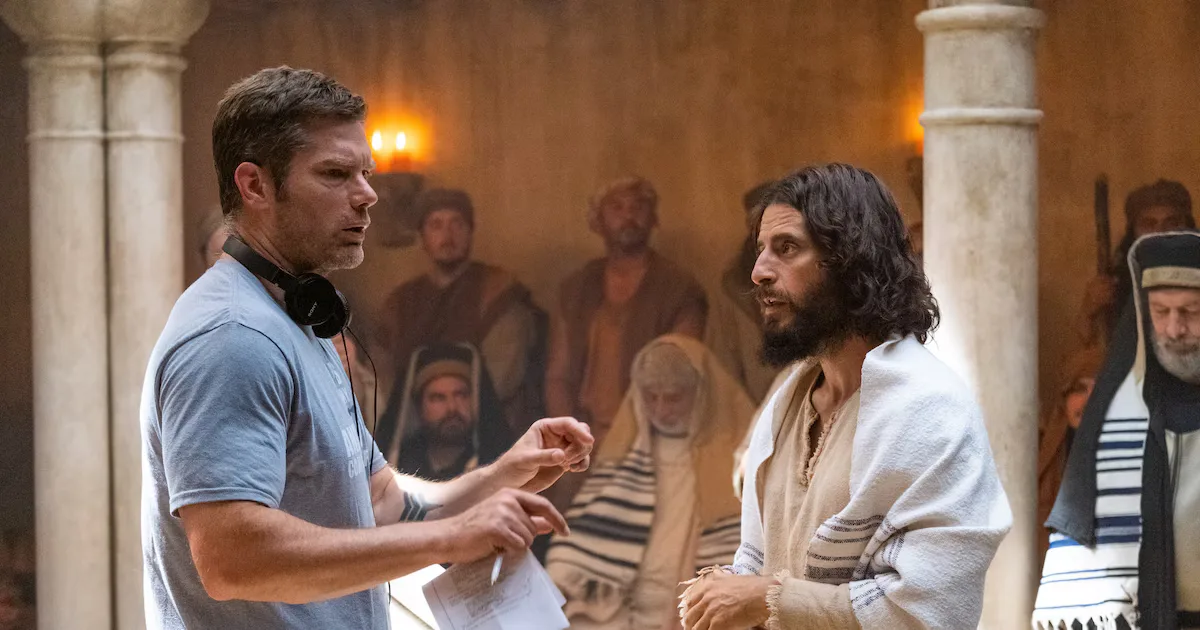 Dallas Jenkins directing Jonathan Roumie on set
