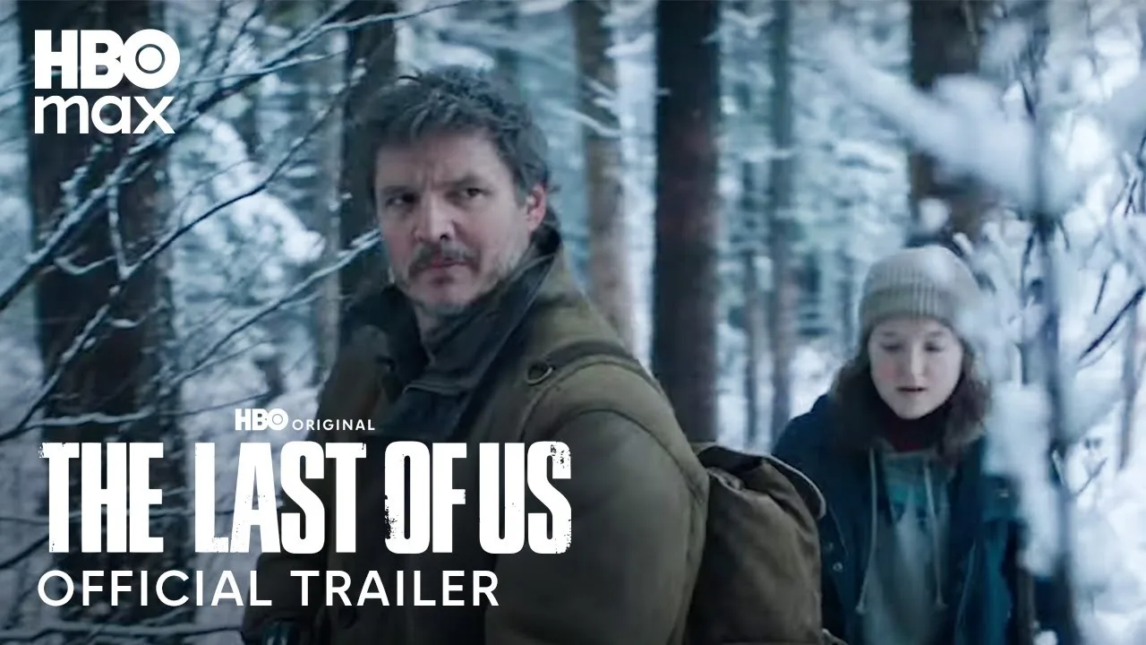Joel and Ellie in the snow in the official trailer.