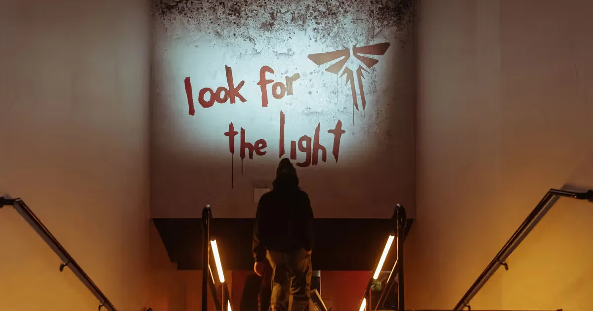 'Look for the light' Fireflies graffiti at the end of a stairwell.