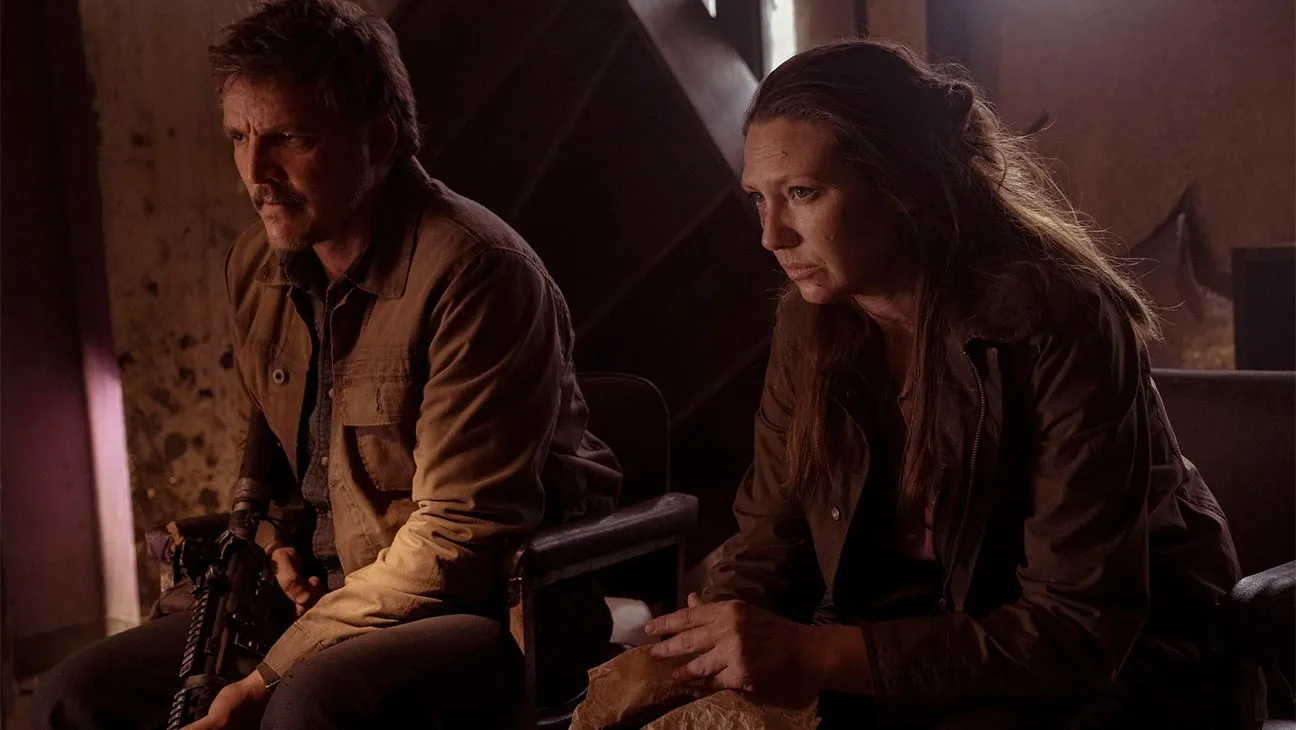 Pedro Pascal and Anna Torv as Joel and Tess.