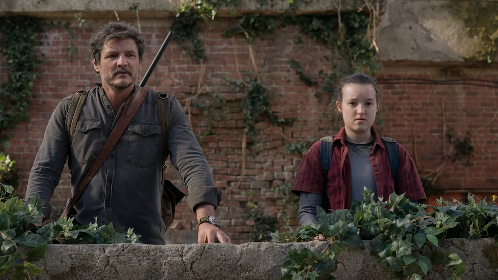 Joel and Ellie in a scene from The Last of Us.
