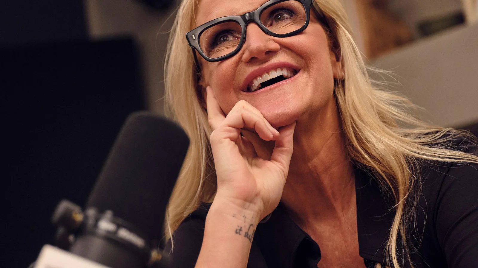 Mel Robbins in her podcast studio, photographed for TIME