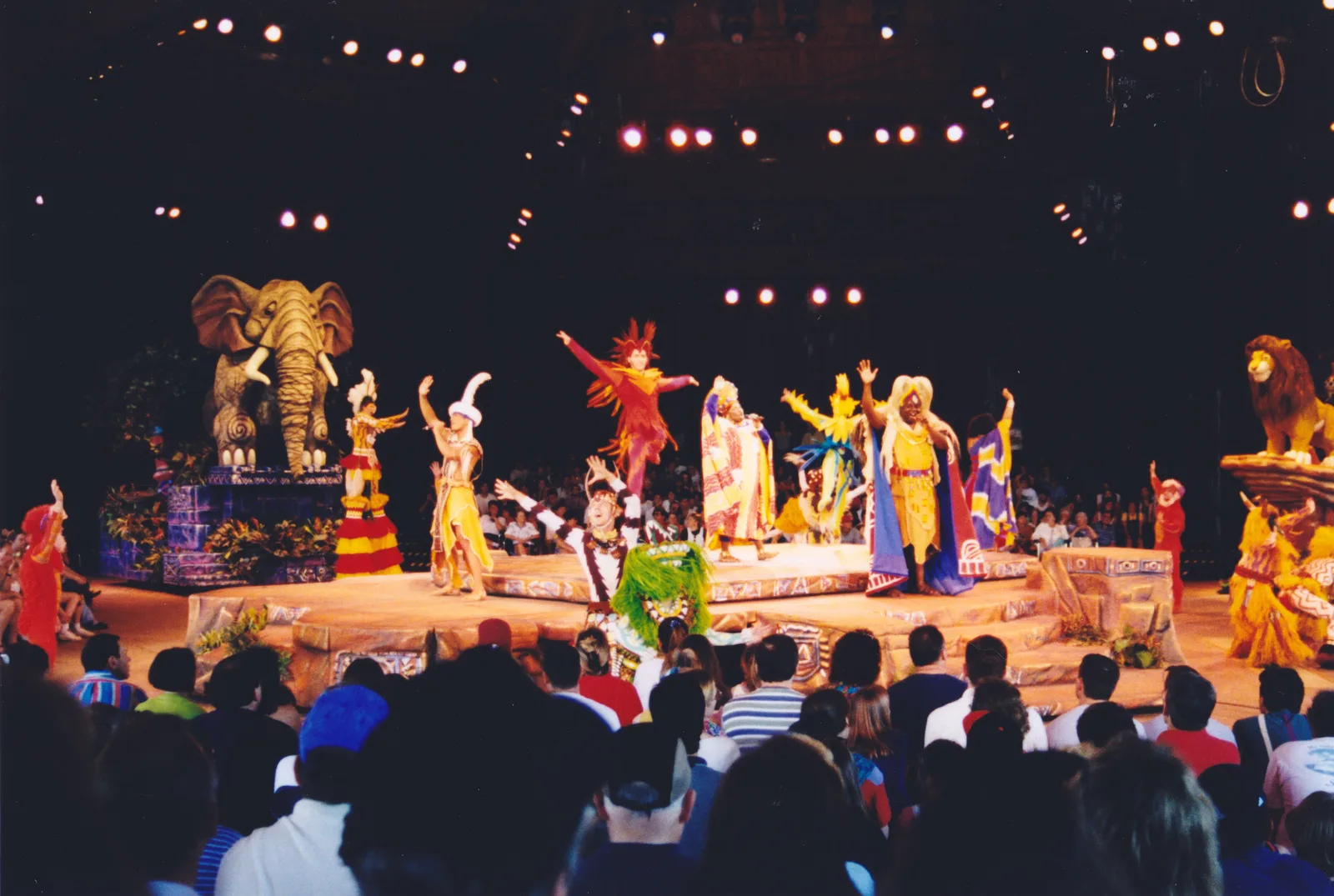 Festival of the Lion King stage performance at Disney’s Animal Kingdom; CC BY 2.0 photo by Sam Howzit.