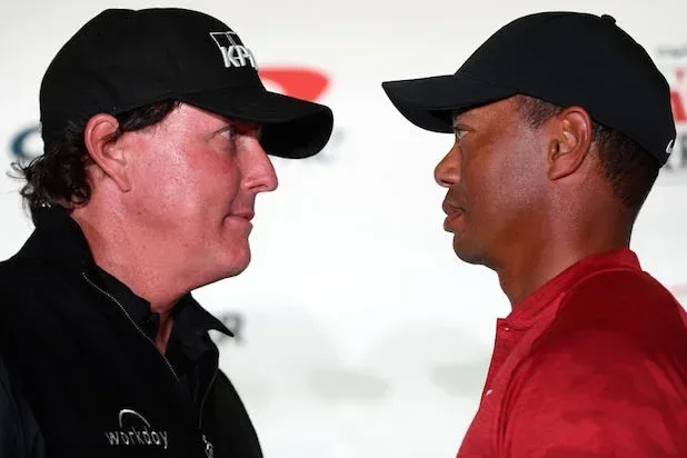 Phil Mickelson and Tiger Woods face to face