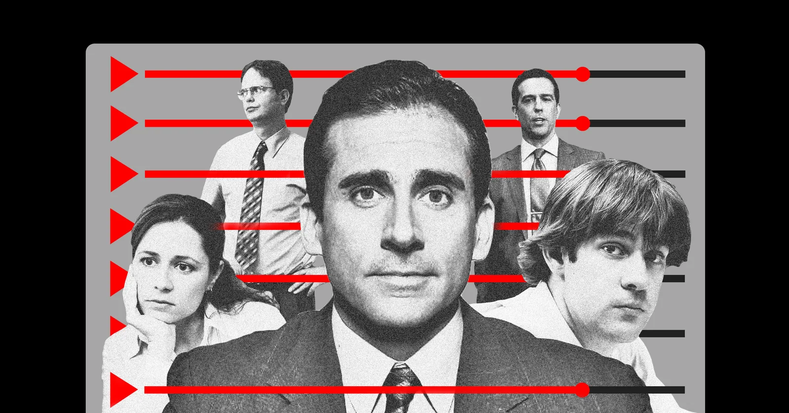 The Ringer illustration of Michael Scott and co-workers
