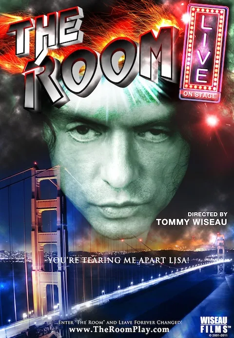 Wiseau-Films' poster for The Room's live stage adaptation, the afterlife documented in the timeline.