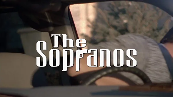 The Sopranos title card from the opening credits drive