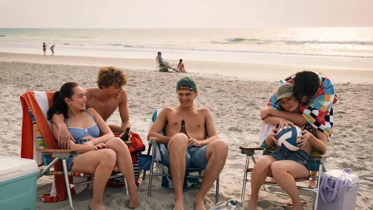 Belly and friends on the beach in Cousins.