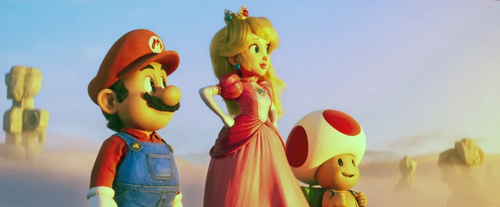 Mario, Peach and Toad looking out over the desert.