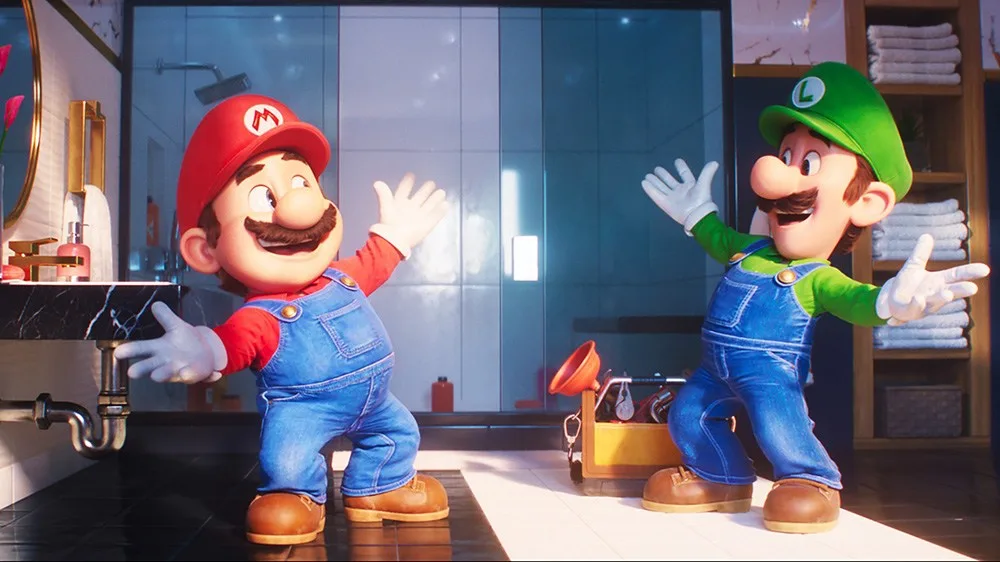 Mario and Luigi in a scene from the film.