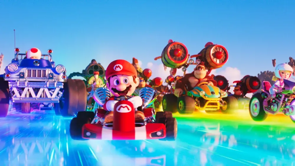 The kart race on Rainbow Road.