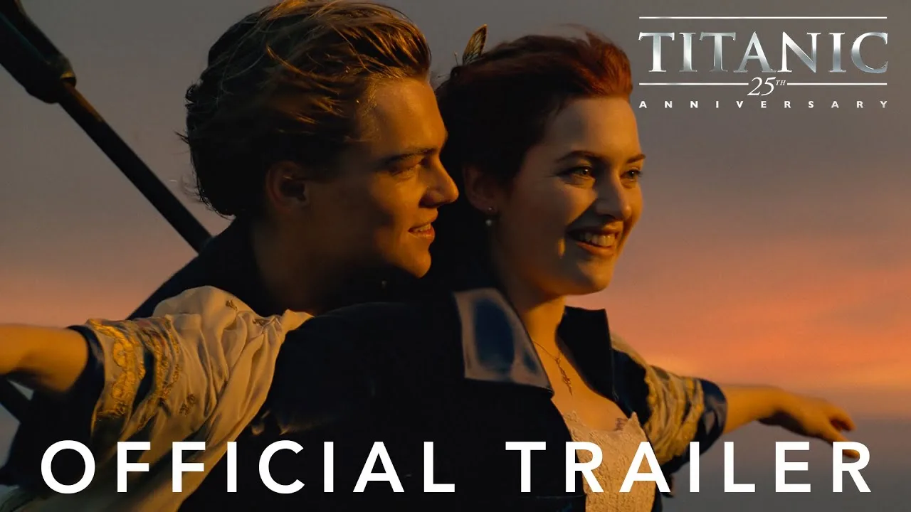Jack and Rose at the bow, 25th anniversary trailer