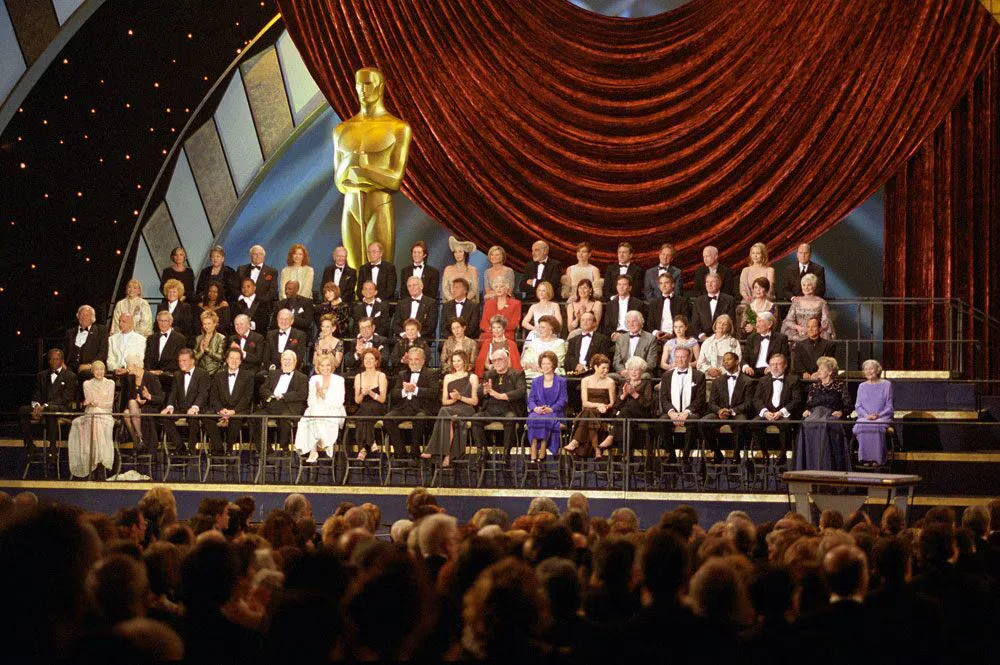 Winners on stage at the 70th Academy Awards, 1998