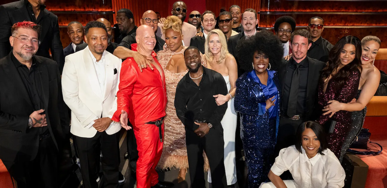 The roast's comedians and guests on stage