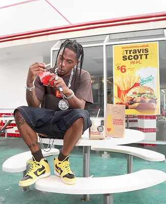 Travis Scott at McDonald's during the meal launch.