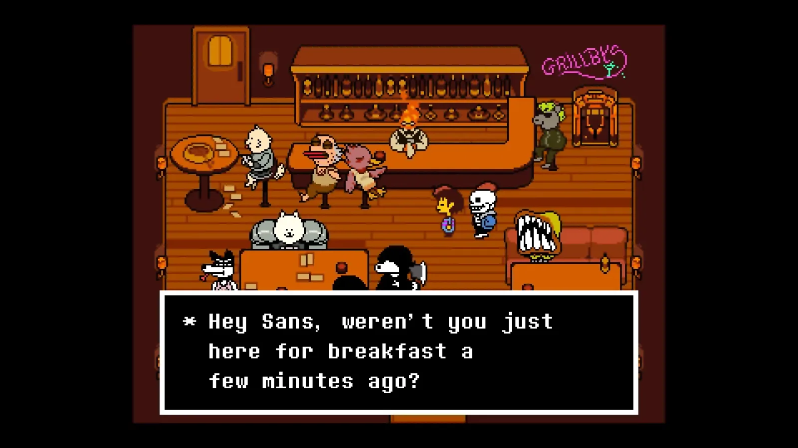 Undertale screenshot at Grillby's bar