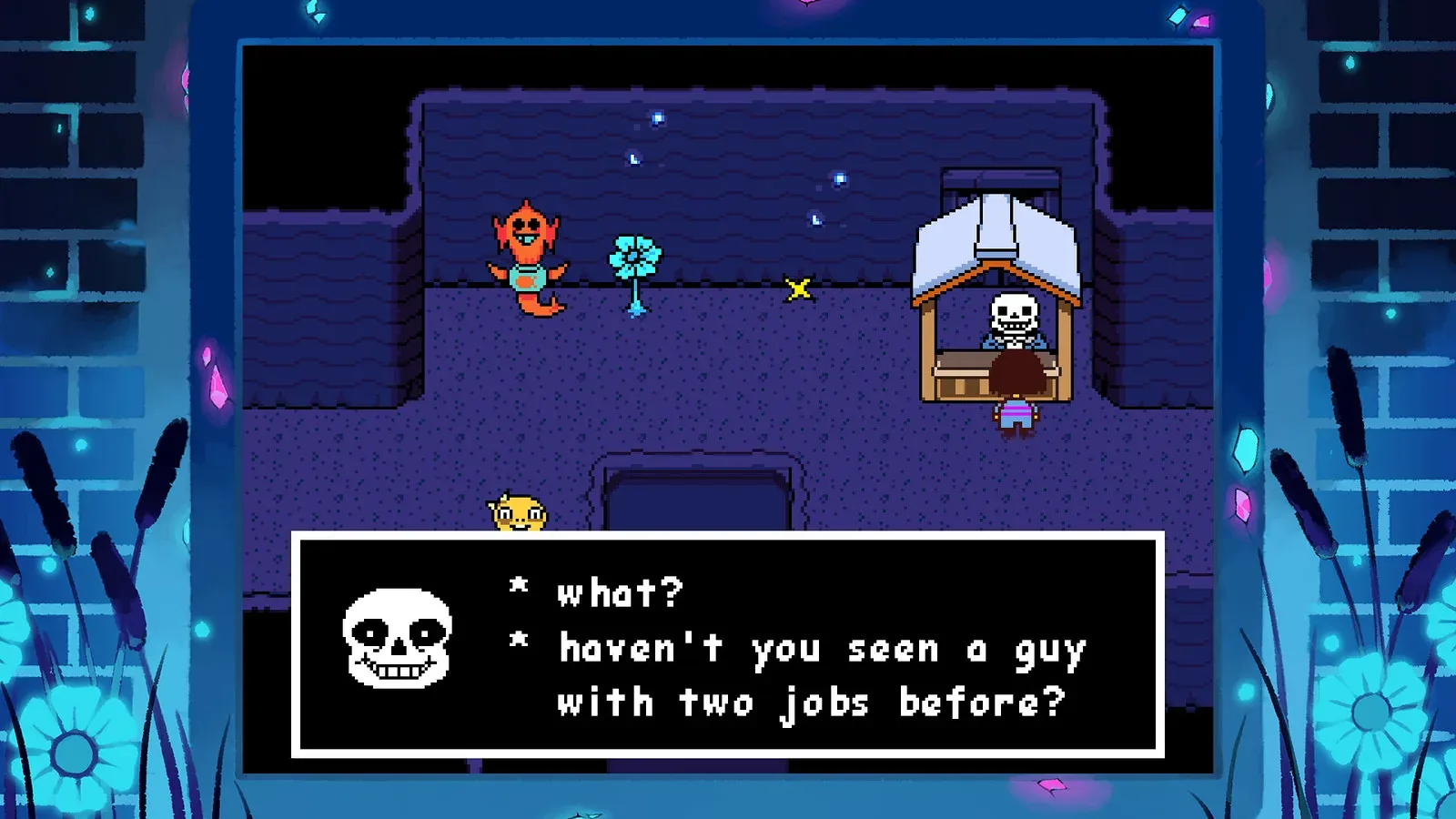 Sans in Waterfall, from the official console screenshots