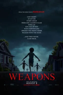 Weapons poster: children running into the dark, seen from behind