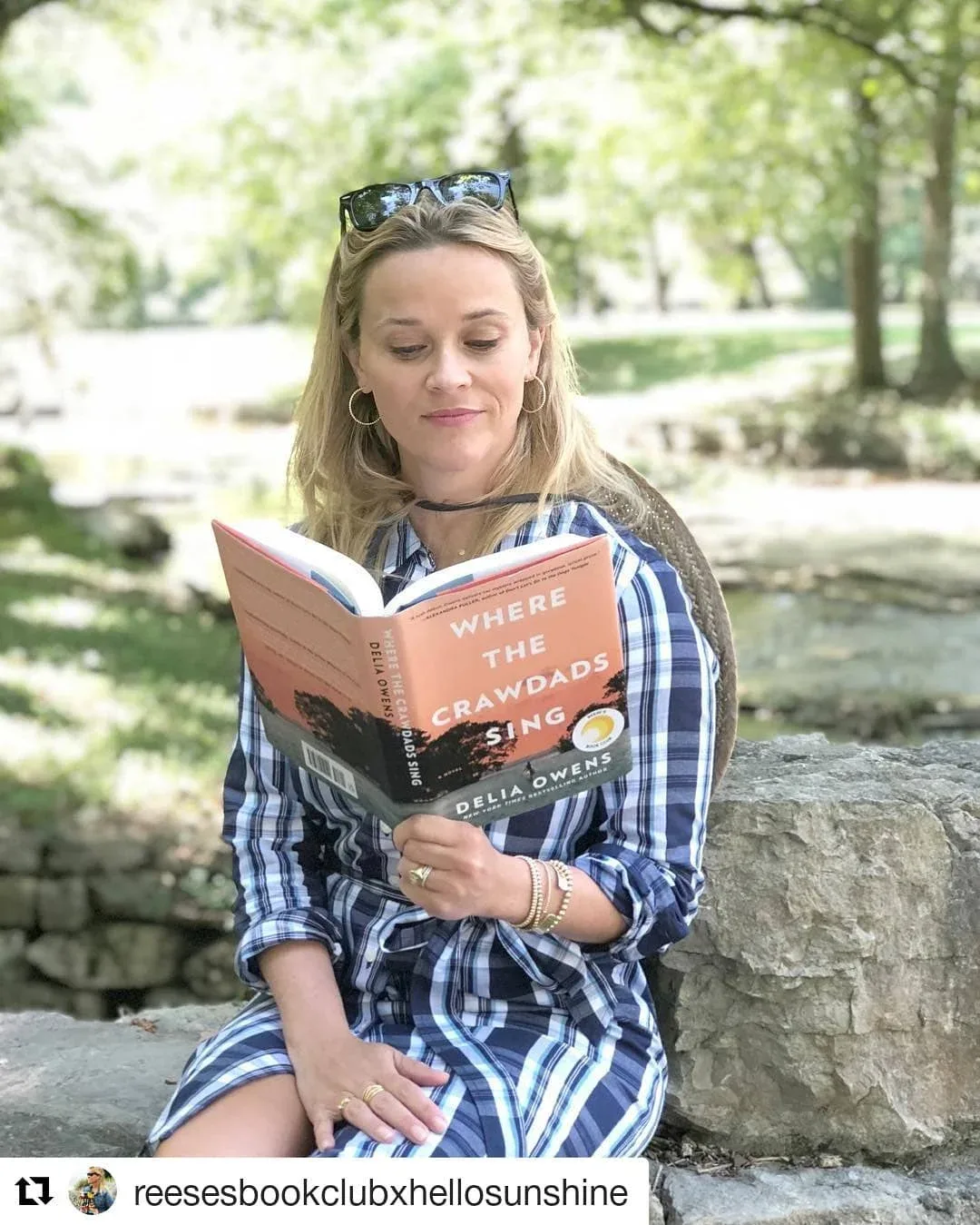 Reese Witherspoon reading the novel for Reese's Book Club
