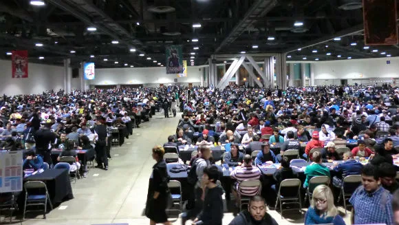 Duelists at the record-setting Yu-Gi-Oh! tournament