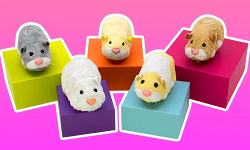 Zhu Zhu Pets hamsters on colored blocks