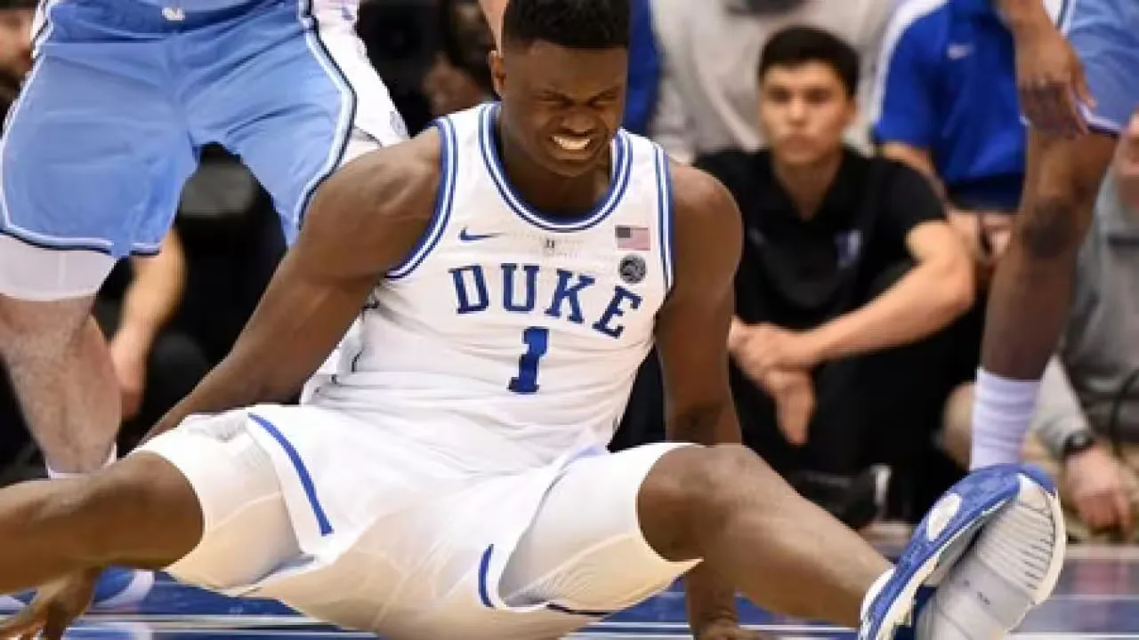 Zion Williamson on the floor after the blowout