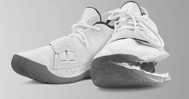 Close-up of a split sneaker